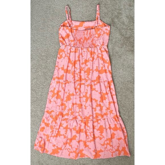 Social Standard by Sanctuary Ladies Smocked Back Dress Size Medium Melon Floral - Picture 3 of 6